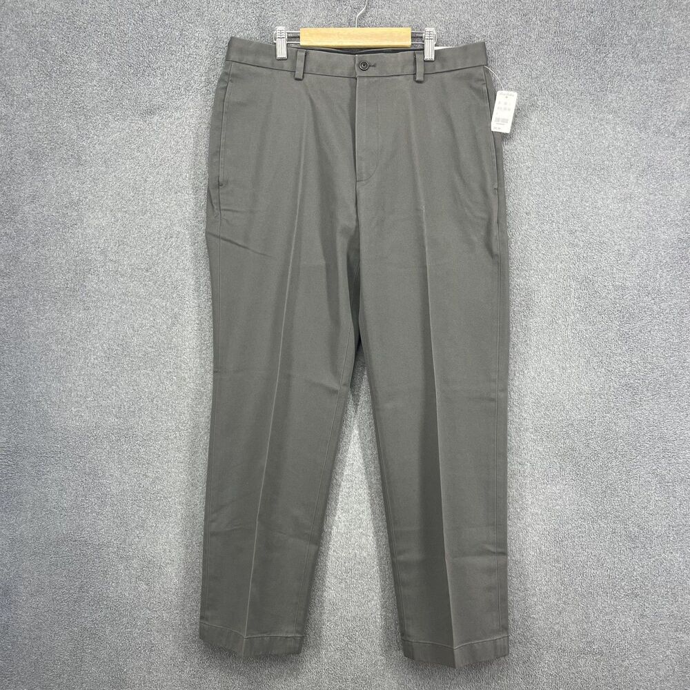 Brooks Brothers Chino Pants Mens 33x30 Gray Advantage Wrinkle‎ Free Clark Twill